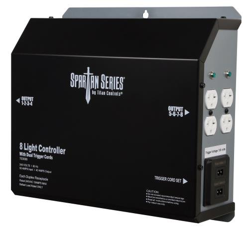Titan Controls Spartan Series Metal 8 Light Controller 240 Volt w/ Dual Trigger Cords - Universal Outlets (4/Cs) - Healthy Hydro