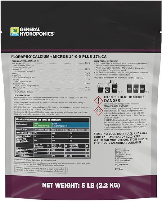 GH FloraPro Calcium + Micros 14-0-0 - Hydroponic Micronutrient Fertilizer