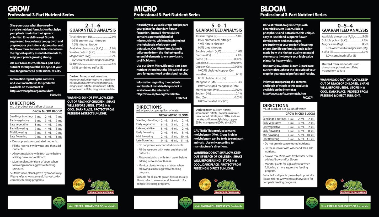 Emerald Harvest Kick-Starter Kit - 3 Part Base